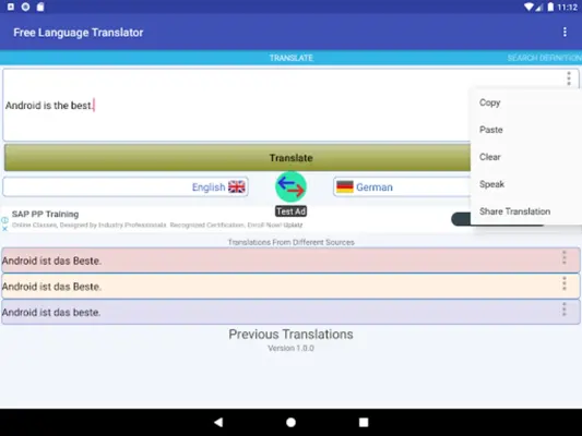 English Language Translator android App screenshot 7